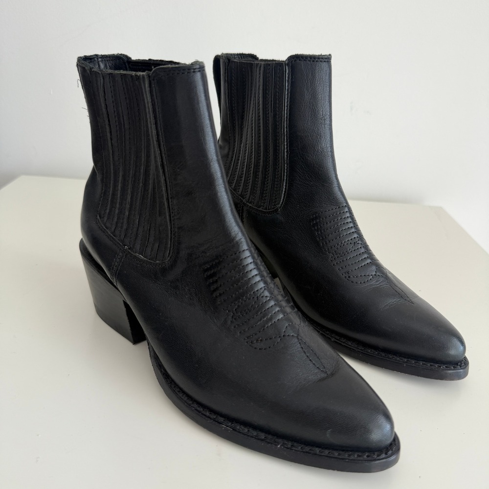 Tecovas The Taylor Boots Womens 5.5B Black Midnight Leather Western Ankle Bootie